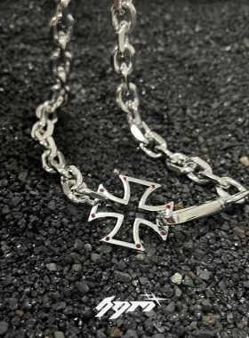 项链男镂空十字架颈炼短款欧美嘻哈百搭个性小众潮女生古巴链情侣