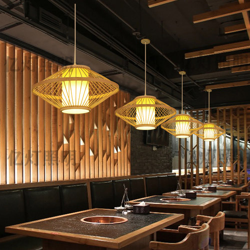 竹编吊灯日式民宿客栈田园风创意手工灯笼火锅店餐厅茶室竹子灯具