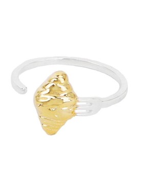 个性牛角包叉子设计感戒指女小众时尚百搭嘻哈开口指环创意食指戒