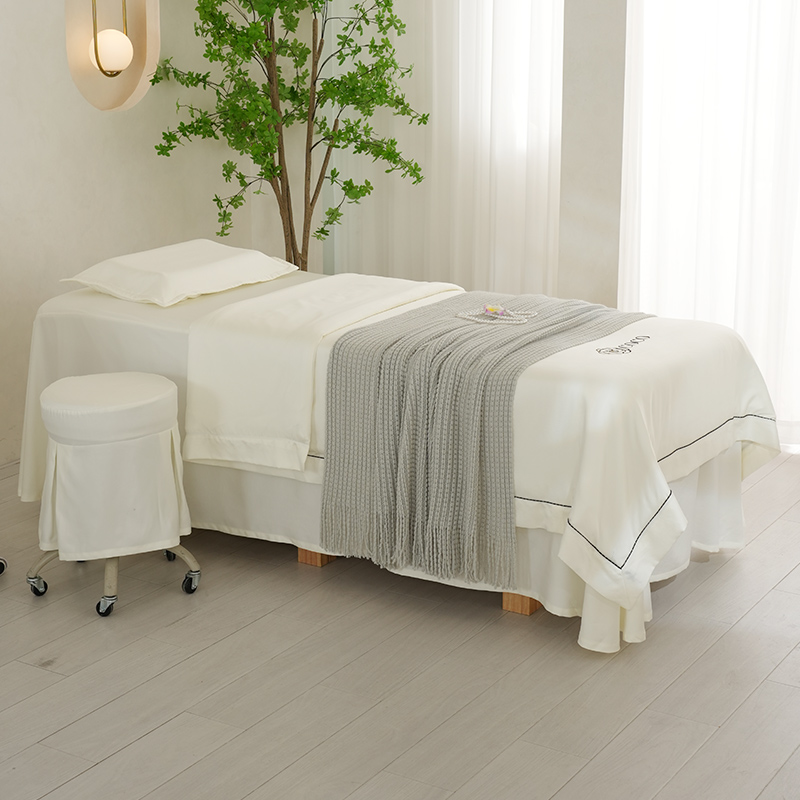 超宇美容床罩四件套夏季新款美容院按摩床套轻奢白色肌肤管理