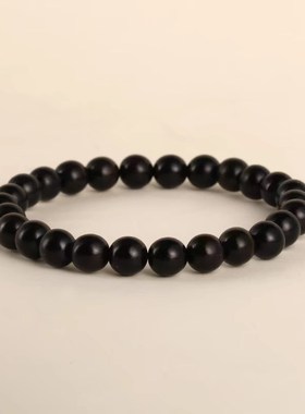 天然黑檀木单圈素圈手串手链文玩饰品念珠男女小珠经典百搭