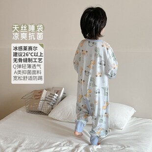 儿童睡袋夏季短袖婴儿防踢被A类抑菌宝宝薄款半袖凉感空调房睡衣