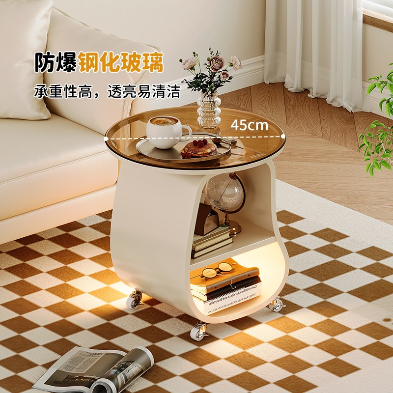 客厅沙发边几可移动茶几小圆桌子小户型圆形侧边柜迷你创意置物架
