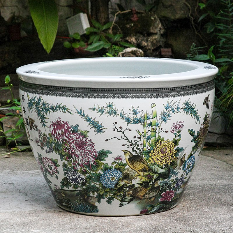 景德镇陶瓷花盆绿植盆鱼缸荷花盆睡莲睡莲花盆水缸栽土培庭院种树