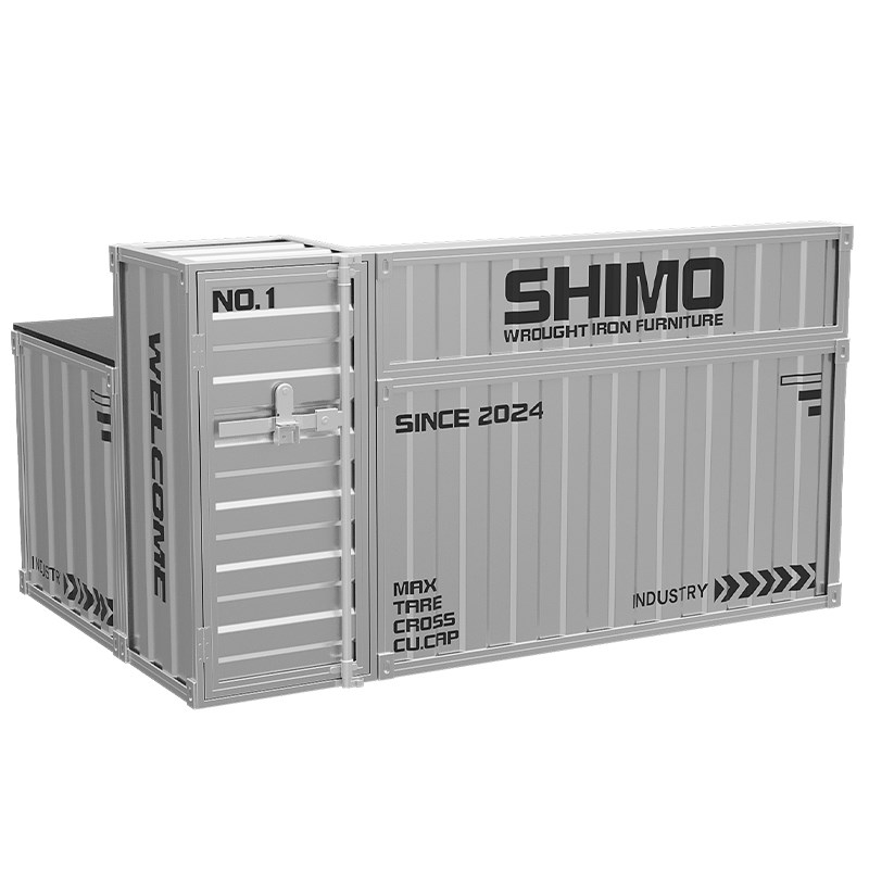 工业风收银台创意集装箱酒吧吧台商用奶茶店吧台桌转角复古接待台