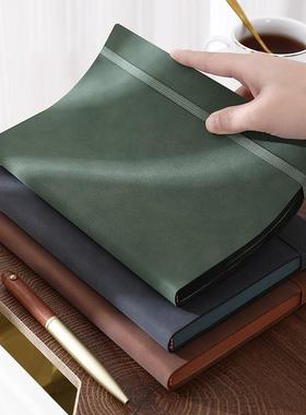 A5笔记本羊巴皮绑带商务覆古本子软皮面横线记事本企业办公工作会