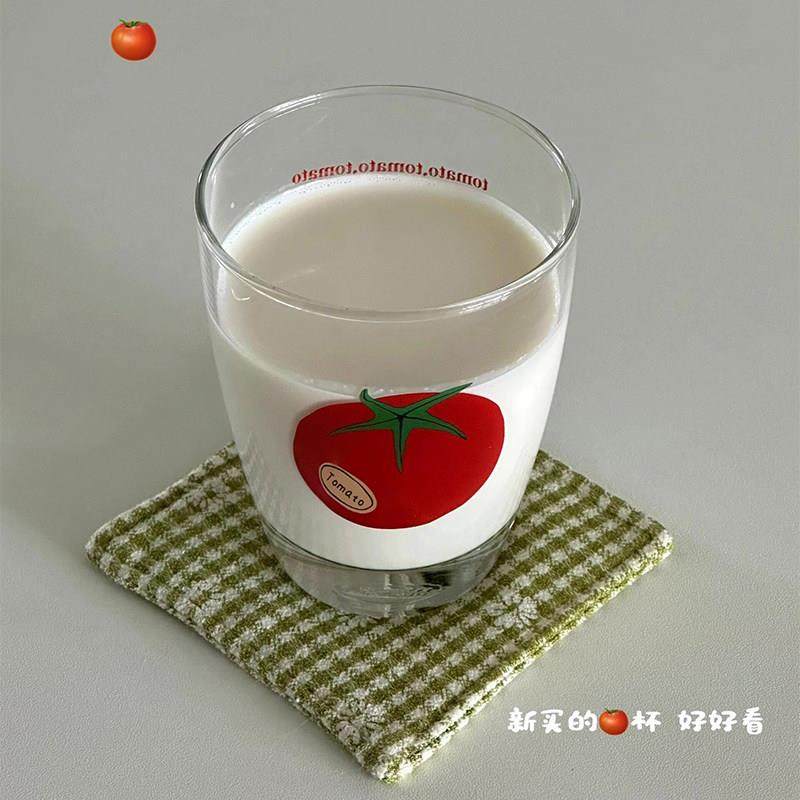 玻璃杯女高颜值番茄杯子大容量2025新款家用水杯牛奶杯简约咖啡杯,餐饮具,玻璃杯,淘宝优惠券,粉丝福利购,淘宝优惠卷