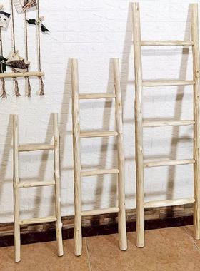 纯实木楼梯装饰摆件民宿家居软装橱窗影楼摄影道具室内爬梯架木梯