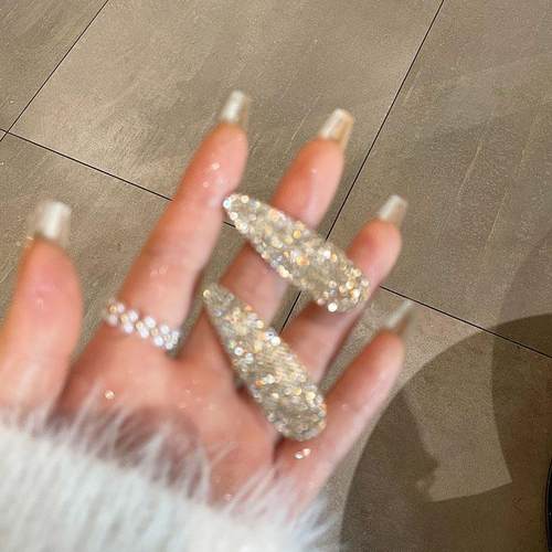 新款闪钻发夹亮晶晶满钻刘海夹前额碎发侧边夹发卡子鸭嘴夹子发饰