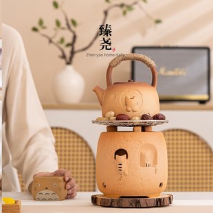 可干烧提梁壶侧把壶家用户外可N爱猫咪碳炉电陶炉炭 围炉煮茶套装