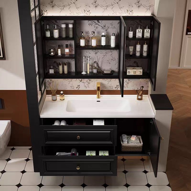 法式复古浴室柜陶瓷一体盆洗漱台洗脸池岩板无缝洗手盆