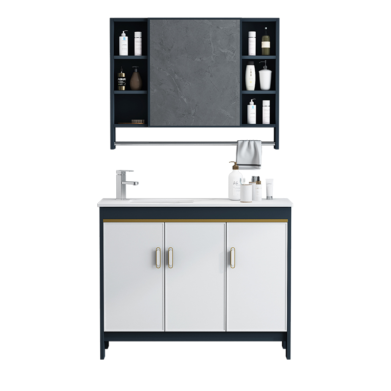 小户型洗手盆柜一体落地式岩板洗脸盆卫生间洗漱台长窄面盆池