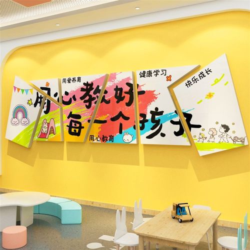 托管班墙面装饰前台形象培训机构中心幼儿园教室文化前台布置贴纸