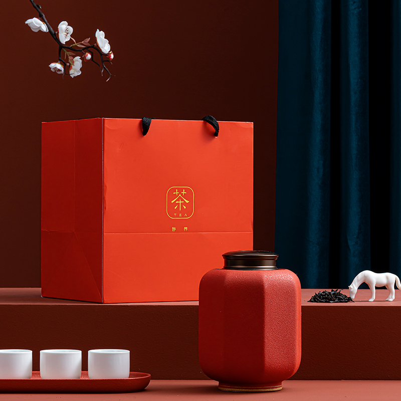 宫灯中式茶叶罐创意个性时尚中国风便D携半斤陶瓷罐子送礼定制log