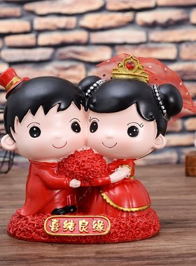 中式喜庆婚房客厅装饰摆件百年好合结婚礼物婚庆高级感树脂工艺品