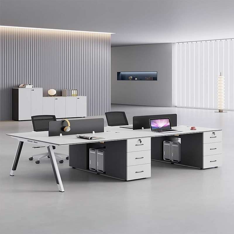 两人带柜职员办公桌员工桌简约现代办公员工位四六人卡座组合桌椅