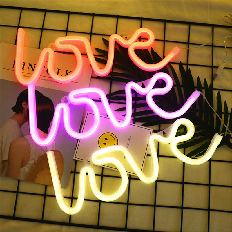 LOVE造型灯装饰房间少女心霓虹灯生日表白M求婚布置品彩灯串星星