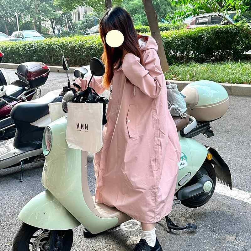 电动车雨衣人车分离长款全身防风防C暴雨加厚加大牛津布少女粉雨
