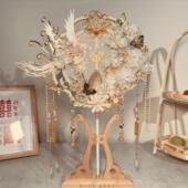 团扇新娘结婚喜扇秀禾扇子diy材料包婚礼婚却扇高端中式 晨袍双面