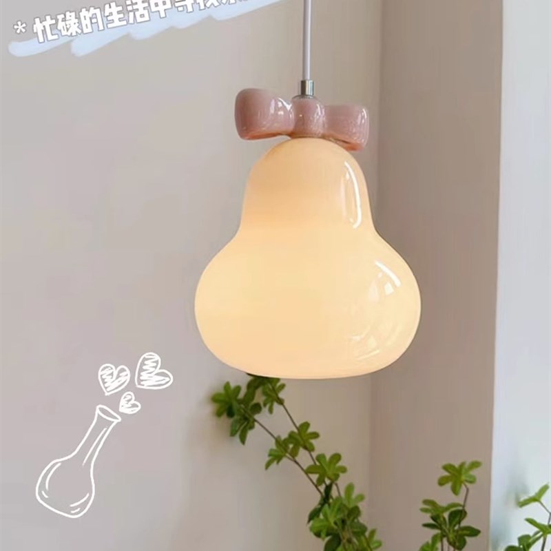 法式奶油艺术小吊灯卧室床头吊灯蝴蝶结葫芦创意网红过道玄关灯具