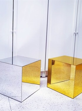 镜面正方形托台 网红镜子玻璃边几茶几摆件拍照道具网红家居装饰