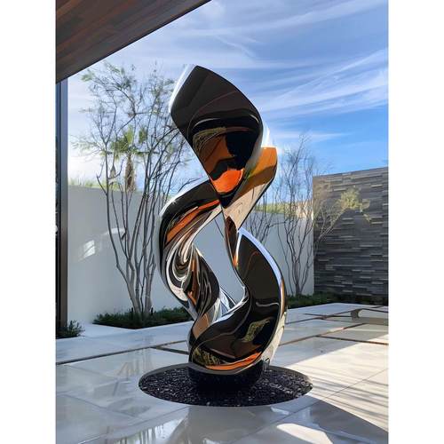 不锈钢雕塑厂家定制金属水景地标镜面异形镂空抽象房地产户外雕塑