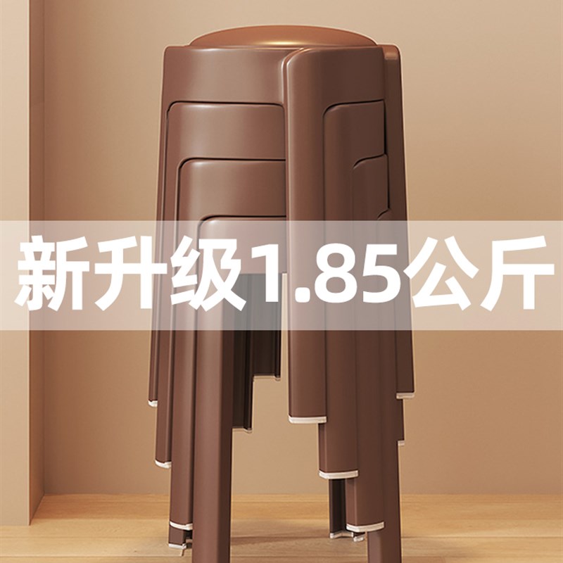 皮革软包塑料凳子加厚家用结实耐用可叠放M店铺餐饮商用高圆凳椅