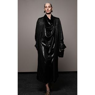 6123 芈莱尤优—新款 提花风衣F23 黑色肌理感盘扣袖 秋季