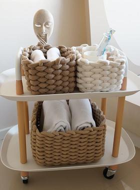 loft收纳筐草编北欧手工棉绳收纳筐家居整理软装拍摄展示篮