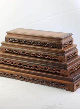 红木长方形底座鸡翅木质摆件实木佛像奇玉石座现代中式花盆花瓶座