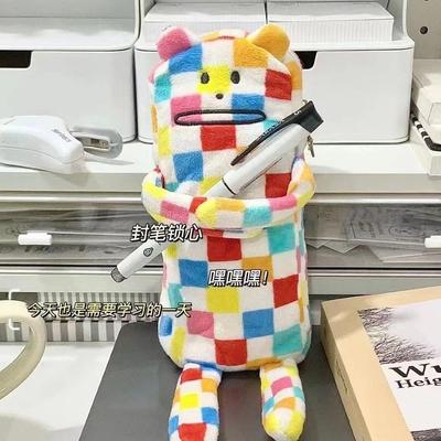 摆烂格纹笔袋高颜值学生ins风大容量小众冷门文具铅笔盒收纳袋