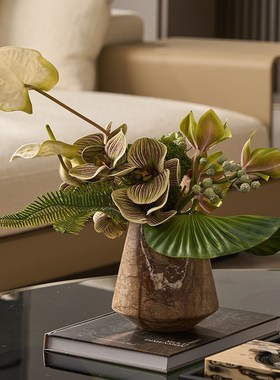 中古软装大理石花器高端高级感饰品别墅客厅茶室书房花瓶花艺摆件