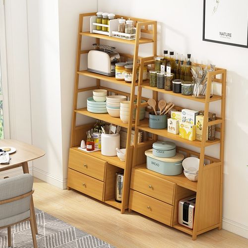 客厅靠墙儿童书架多层大容量杂物零食书柜2024新款楠竹卧室书桌旁