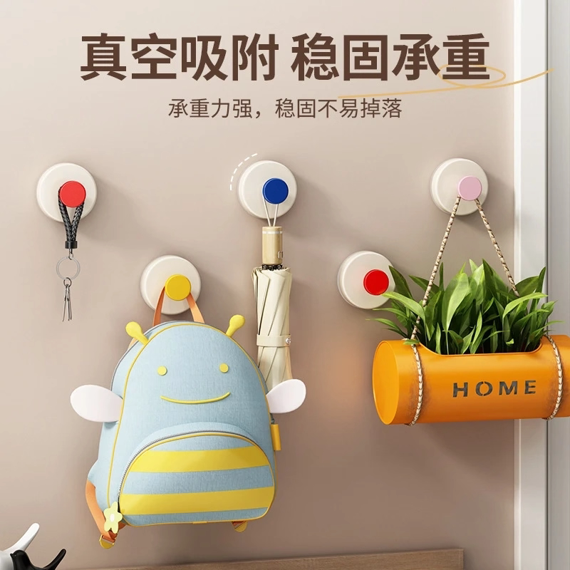 吸盘玄关挂钩强力承重粘胶免打孔入户门口放钥匙神器帽子置物粘贴