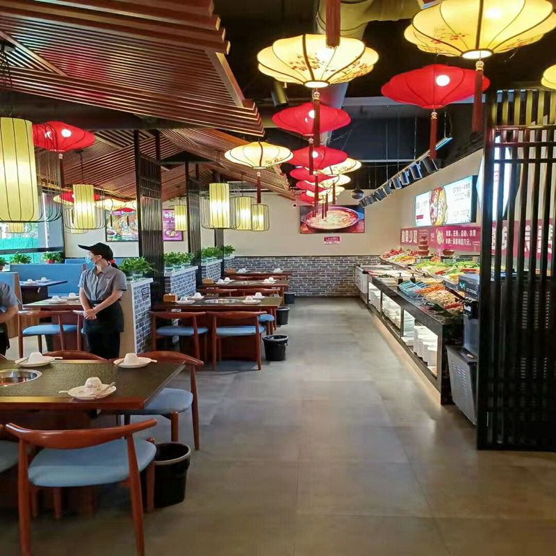 中式飞碟布艺吊灯饭店装饰灯水墨画古典灯具中国风仿古手绘红灯笼图片