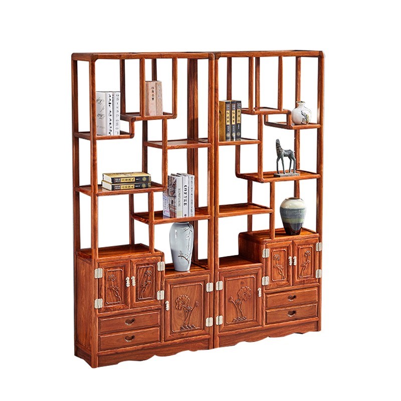红木家具刺猬紫檀博古架实木新中式多宝阁玄关隔断柜茶叶古董置物