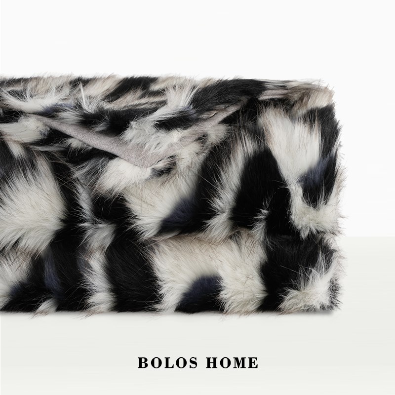 柏洛斯Modernity动物花纹毛绒轻奢酒店卧室民宿冬季搭巾床边尾毯