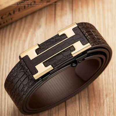 【立减100】新款男士鳄鱼纹无牙自动扣内穿腰带时尚腰带个性皮带