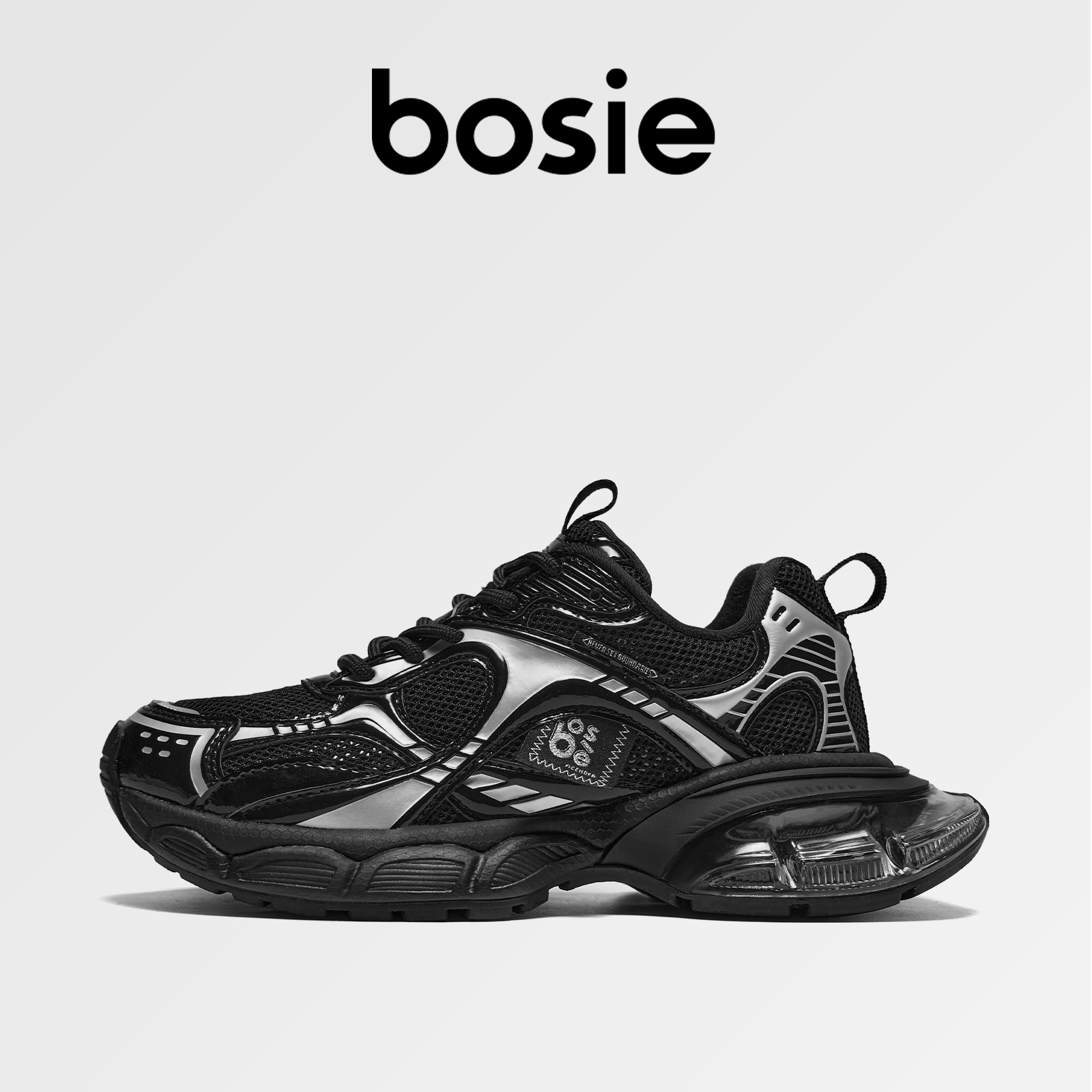 bosie伯喜黑色老爹鞋气垫减震