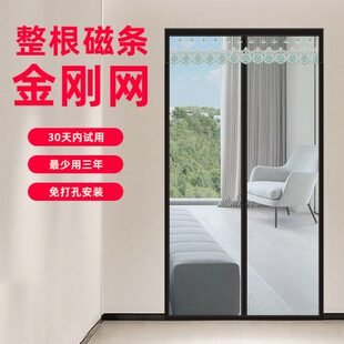 全磁条防蚊纱门帘家用大门免打孔磁性自吸加密隔断防蝇金刚网蚊帐