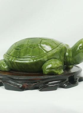 天然玉龟家创意鱼缸入口配件母婴龟长寿龟饰品玉雕工艺品