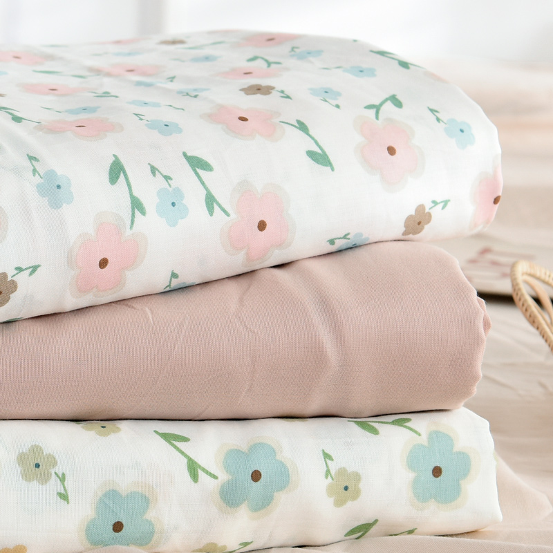 纯棉可定做双层纱布单件床单uins可爱卡通宝宝儿童素色单双人床笠