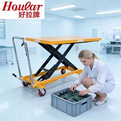 现货PTD500大台面1600x800手动液压升降平台车移动式升降手推车