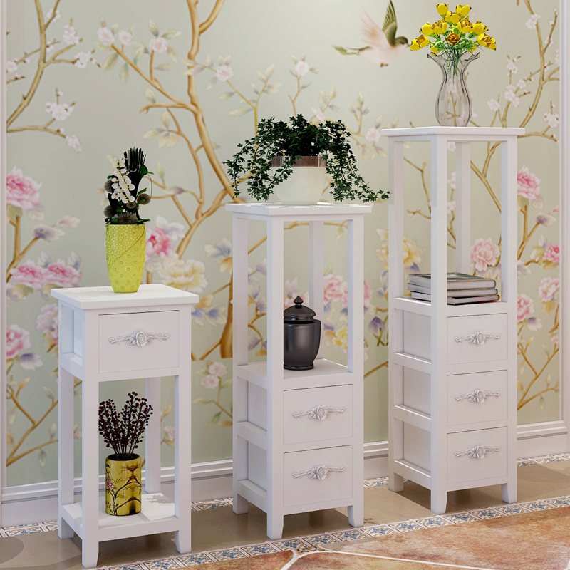 现代简约多层花架客厅阳台花几实木D盆景架绿萝花架抽屉式鱼缸架