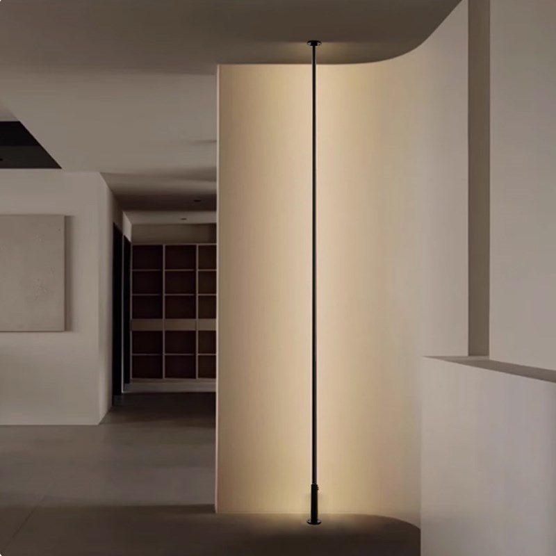 现代简约极窄不锈钢圆管硬杆长条灯客厅过道顶天S立地伸缩天际线