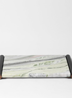 新中式大理石白色托盘创意长方形收纳置物盘O样板间玄关售楼处摆