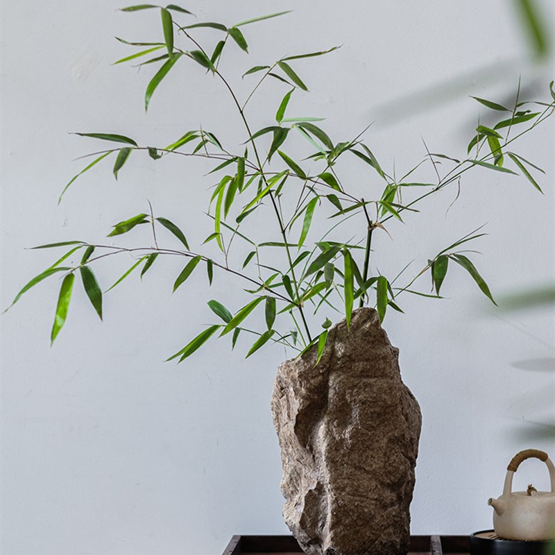 Wabi-Sabi风格仿石花瓶饰品创意水泥E花筒装饰艺术复古禅意绿色植