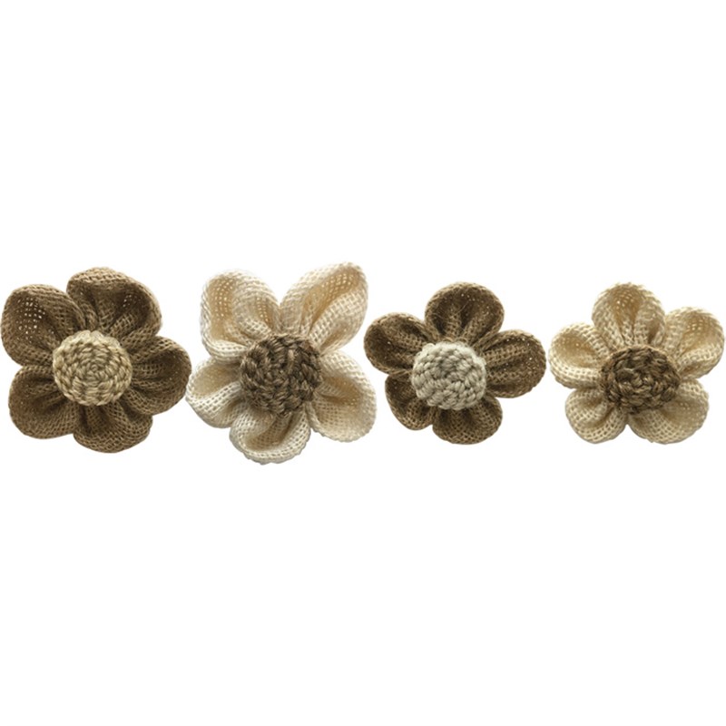 森系田园风棉麻布手工装r饰小花朵扣针窗帘别针饰品点缀原色窗饰