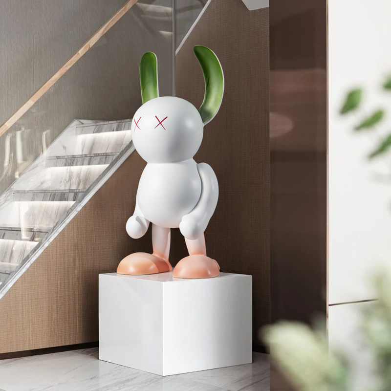 Rzone 现代简约卡通落地v雕塑摆件北欧风格客厅艺术品软装家居饰