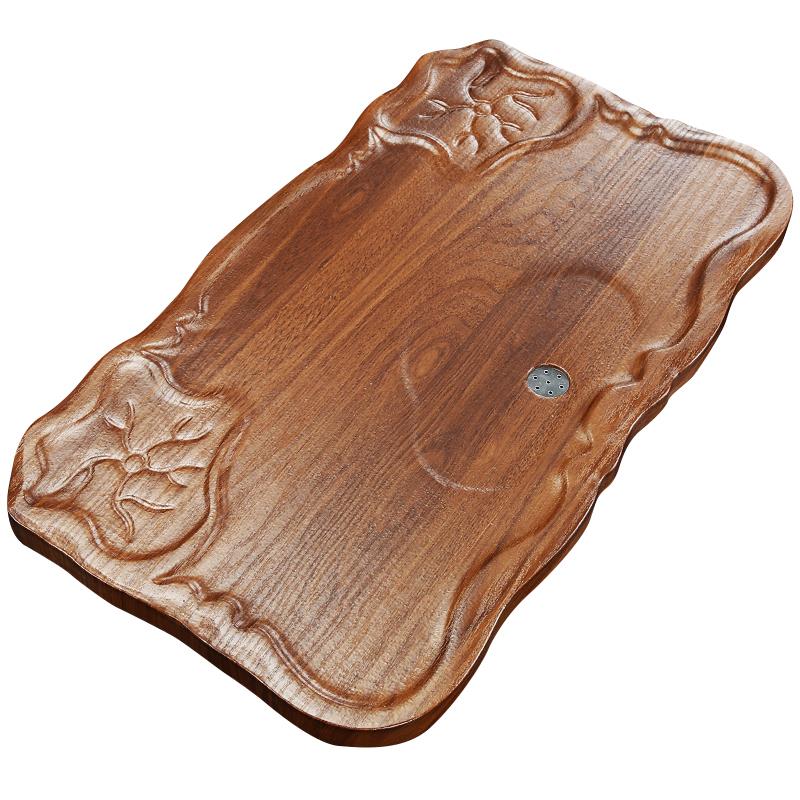 家用简约实木茶盘单层复古中式木制茶座茶台茶海茶托小号天然托盘